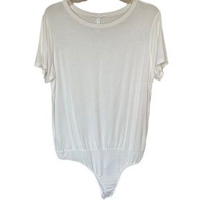 Lulus Short Sleeve Cream Bodysuit L